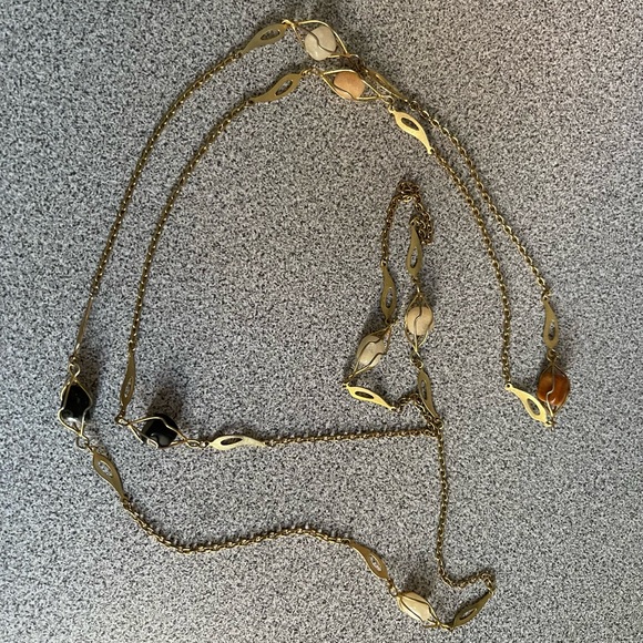 Vintage Gold Toned Semi Precious Caged Stones Necklace 20” - Picture 4 of 6